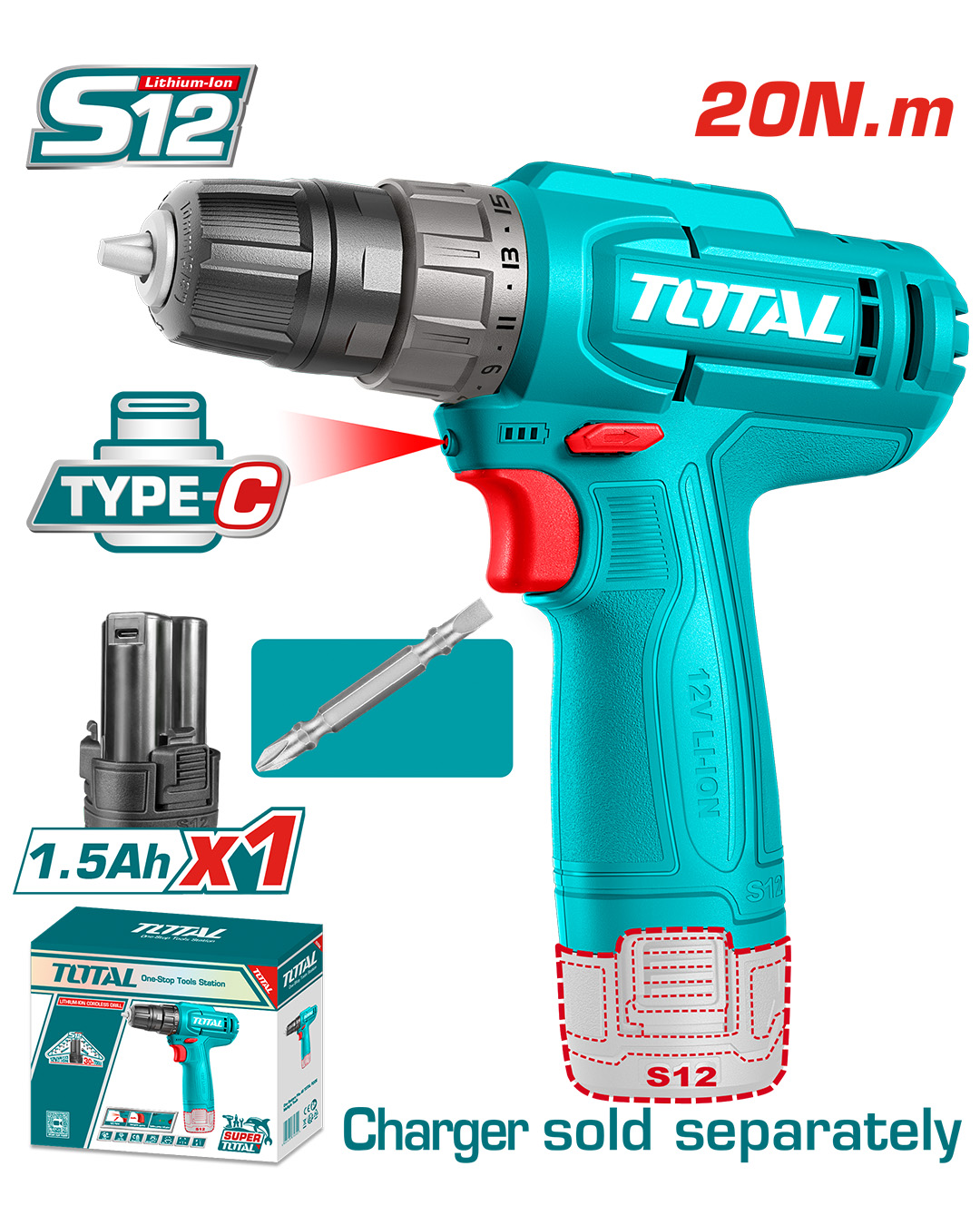 Cordless Impact Drill 12V Set