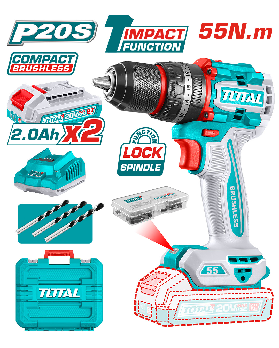 Cordless Brushless Impact Drill 20V
