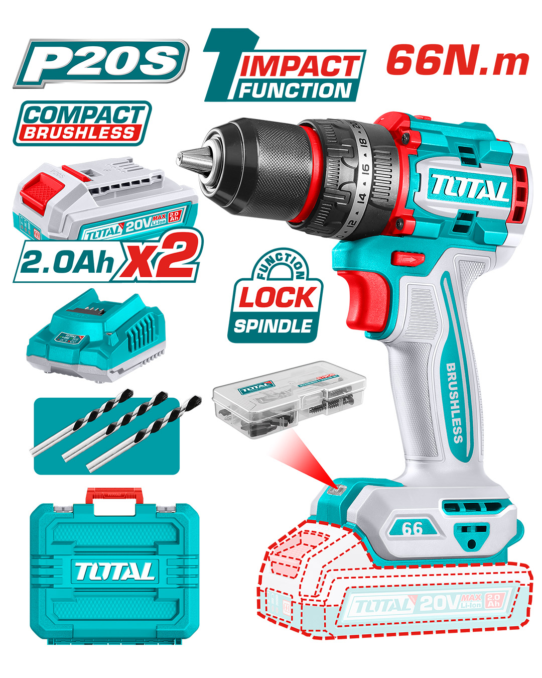 Cordless Impact Drill 20V Heavy Duty
