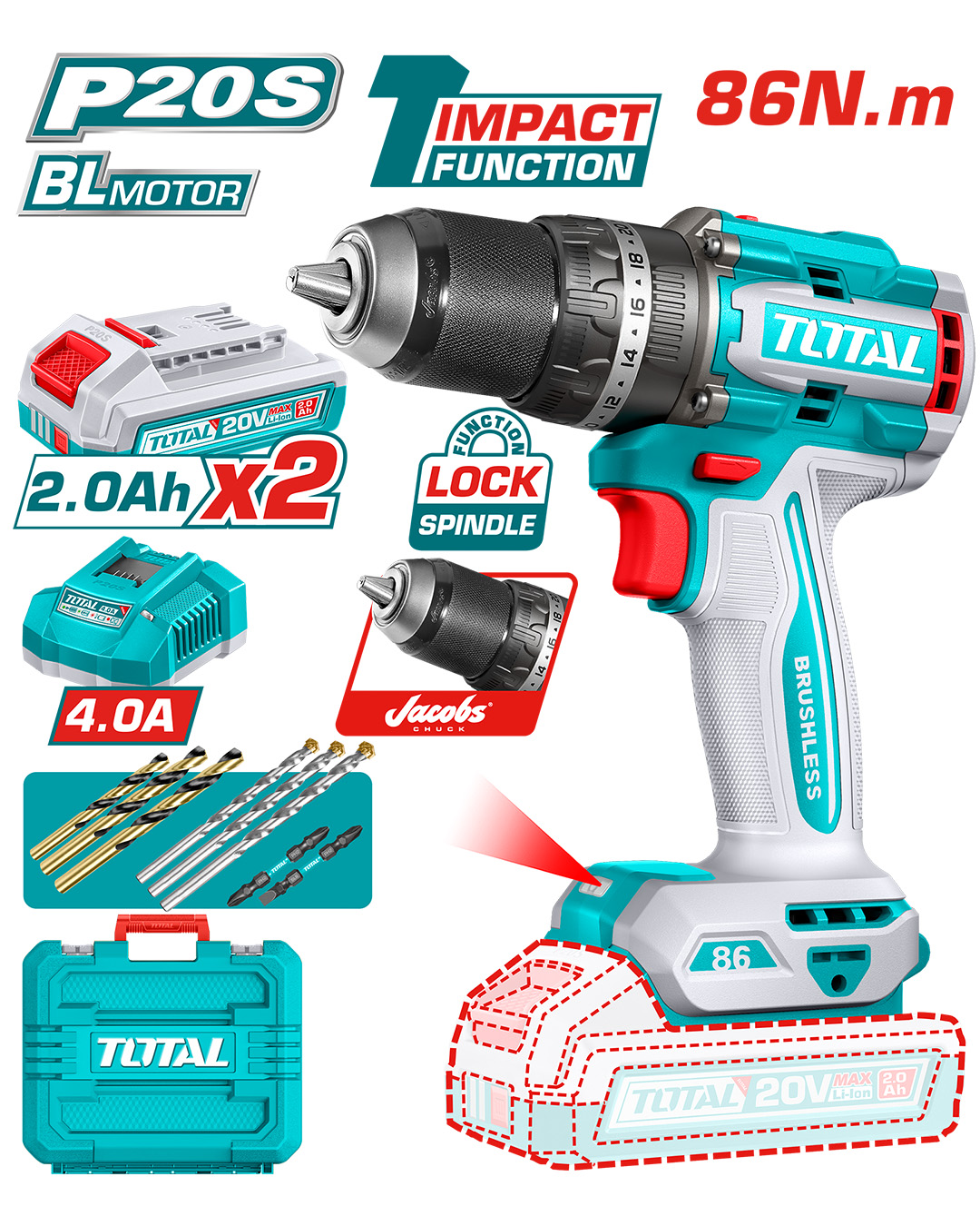 Cordless Brushless Hammer Drill 20V