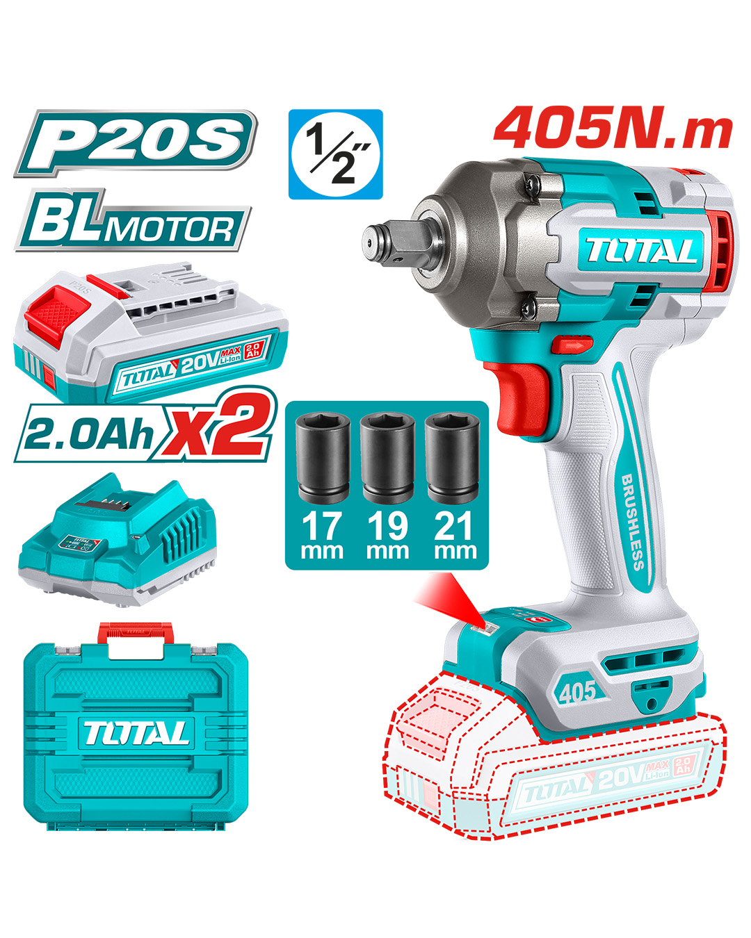 High Torque Cordless Impact Wrench 20V