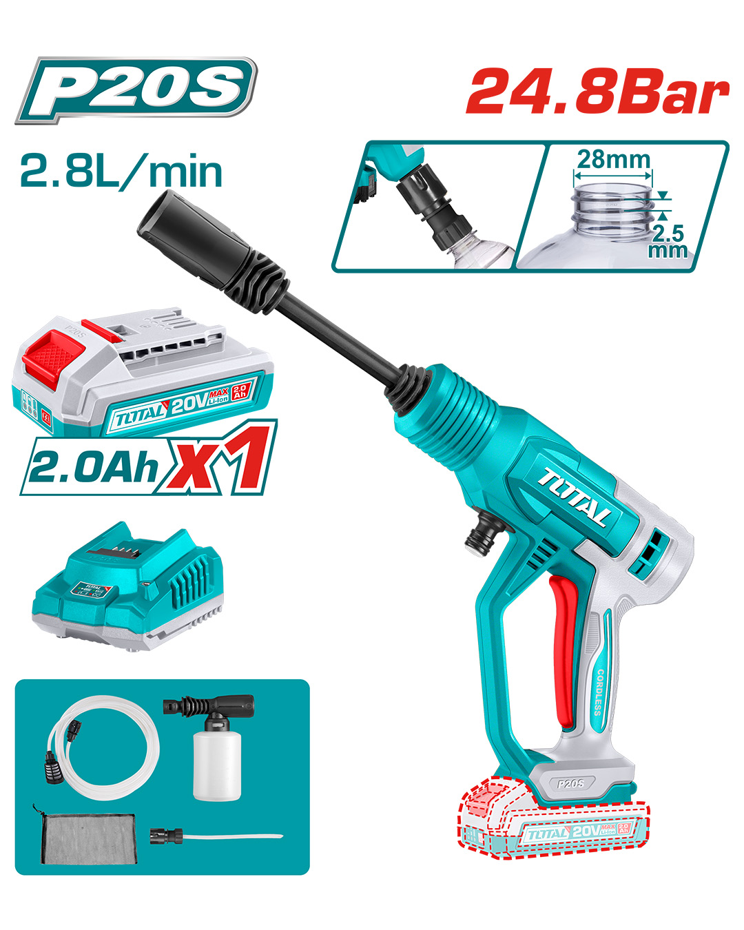 Portable Cordless Pressure Washer 20V