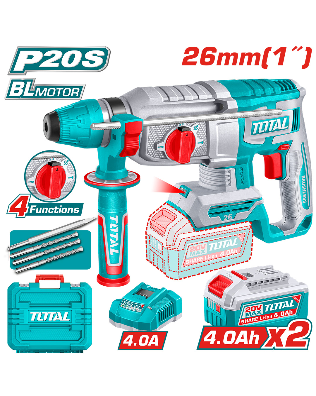 Cordless Brushless Rotary Hammer 20V