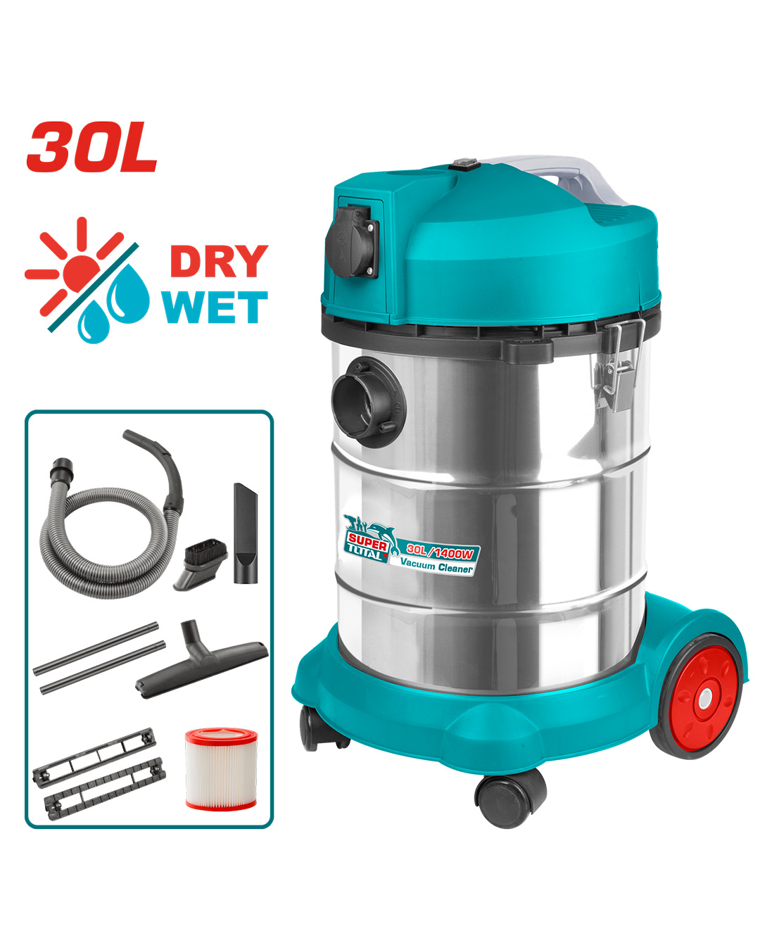 Industrial Wet & Dry Vacuum 1400W 30L